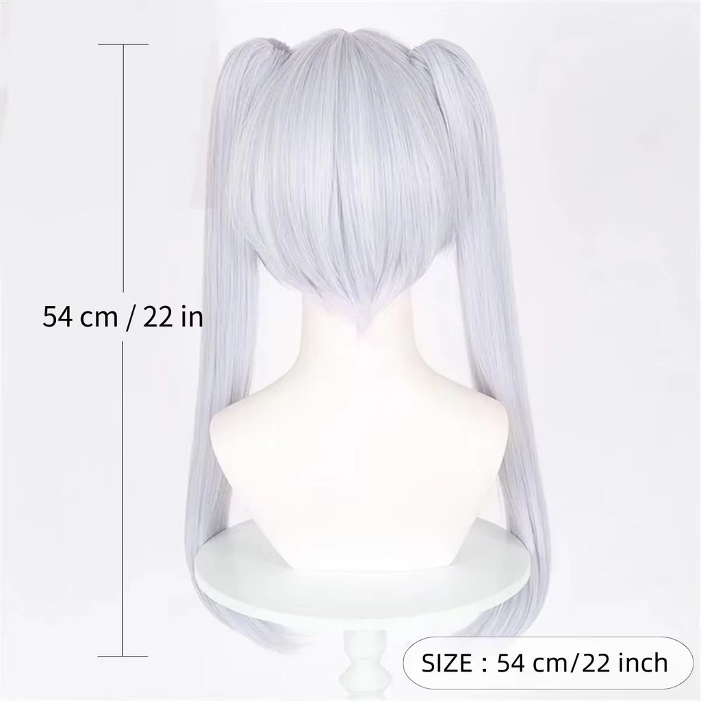 Silver White Short Double Ponytail High Quality Synthetic Wig | Anime Character Cosplay Wig Anime Reality Show Wig