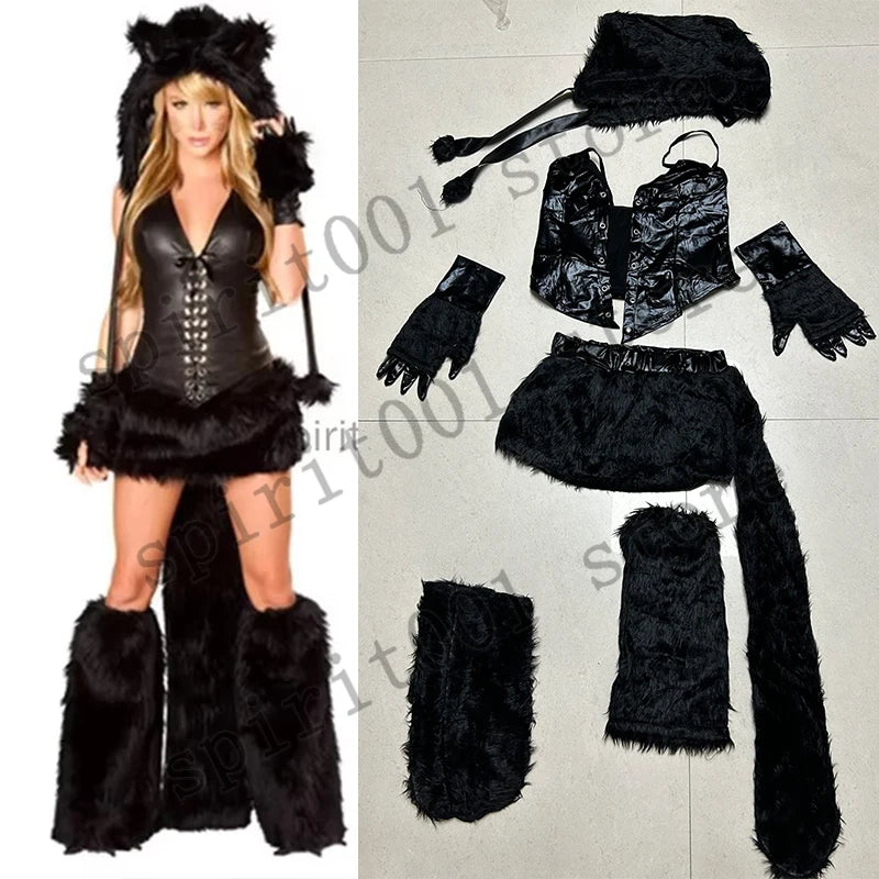 New Sexy Furry Wolf Girl Costume Wolf Women Costumes Halloween Furry Costumes for Women Animal Costume Cosplay Christmas Costume