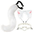 Fluffyanime Animal Fur Fox Tail Cat Paws Gloves and Ears Headwear Face Mask Cosplay Costume Set Halloween Party Accessorie
