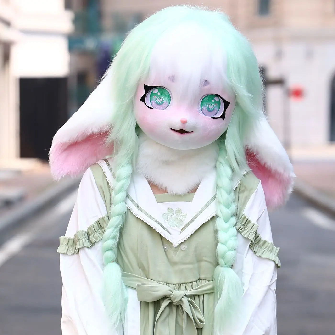Cute Fursuit Kigurumi Headset Furry Cosplay Costume Rabbit Doll Costume Paws Animal Head Base Kig Mask Furry Costume Accessories