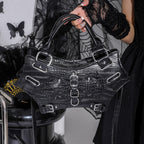 Gothic Bat Wing Shoulder Bag with Studded Details