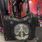 Gothic Punk Lolita Velvet Handbag with Vintage Lace