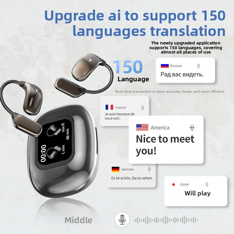 Bluetooth Headset with Touch Screen Translation and Noise Cancellation