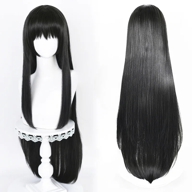 2 Styles Akemi Homura Cosplay Synthetic Wig 90Cm Long Black Wigs Cosplay Anime Wig Heat Resistant Hair Halloween