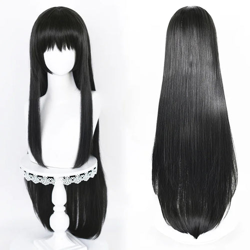 2 Styles Akemi Homura Cosplay Synthetic Wig 90Cm Long Black Wigs Cosplay Anime Wig Heat Resistant Hair Halloween