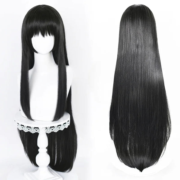 2 Styles Akemi Homura Cosplay Synthetic Wig 90Cm Long Black Wigs Cosplay Anime Wig Heat Resistant Hair Halloween