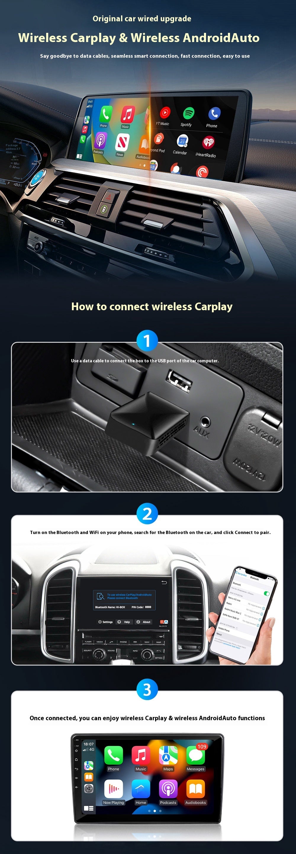 Wireless CarPlay &amp; Android Auto Adapter