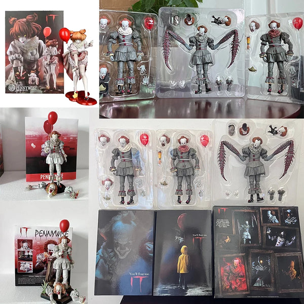 NECA Pennywise Joker Action Figure Toy Doll Horror Halloween Christmas Gift 18Cm Bookshelf Ornament