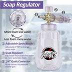 Pressure Washer Foam Cannon Adjustable Foam Lance 1/4 Quick Connector Home Car Wash Foam Blaster Transparent Bottle Car Cleaning