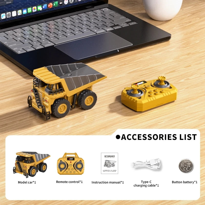1:64 Bluetooth Remote Control Crane and Forklift Two-In-One Desktop Mini Alloy Toy Car with Trailer Christmas Gift in Color Box