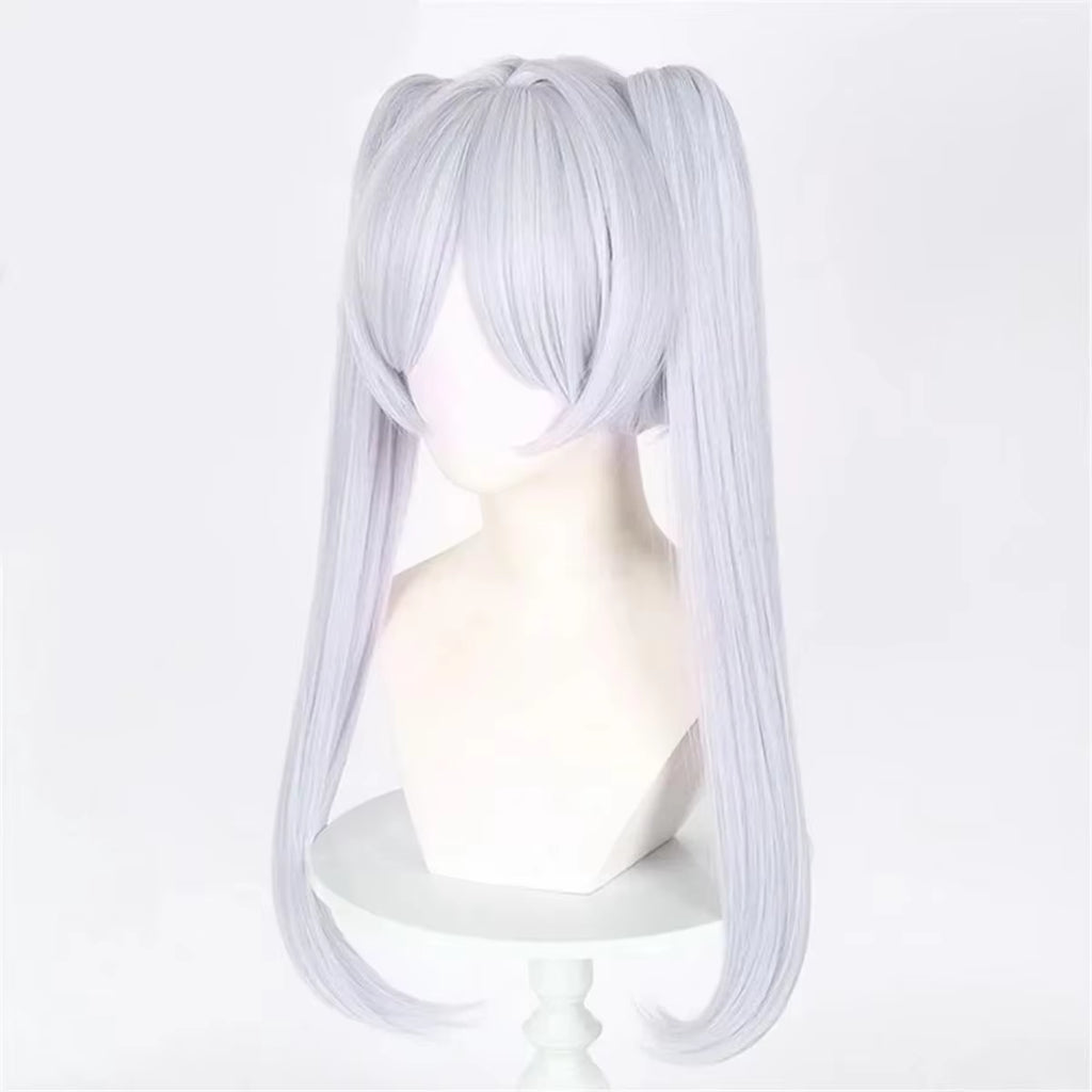 Silver White Short Double Ponytail High Quality Synthetic Wig | Anime Character Cosplay Wig Anime Reality Show Wig
