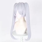Silver White Short Double Ponytail High Quality Synthetic Wig | Anime Character Cosplay Wig Anime Reality Show Wig