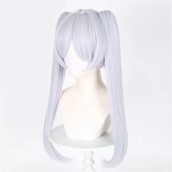 Silver White Short Double Ponytail High Quality Synthetic Wig | Anime Character Cosplay Wig Anime Reality Show Wig