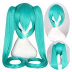 110Cm Cosplay Wig Aqua Pink Anime Long Synthetic Hair Clips 2 Ponytails Lolita Wig for Halloween