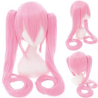 110Cm Cosplay Wig Aqua Pink Anime Long Synthetic Hair Clips 2 Ponytails Lolita Wig for Halloween
