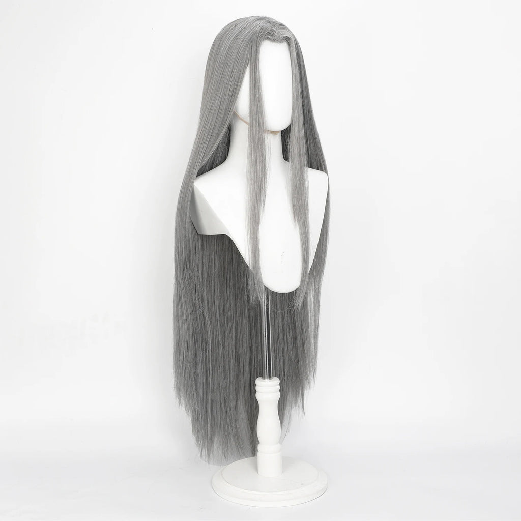 Cosplay Wig Final Fantasy Anime Wig Sephiroth Gray FF7 Anime Game Role-Play Wig Male Anime Synthetic Wig Widow'S Peak Bangs