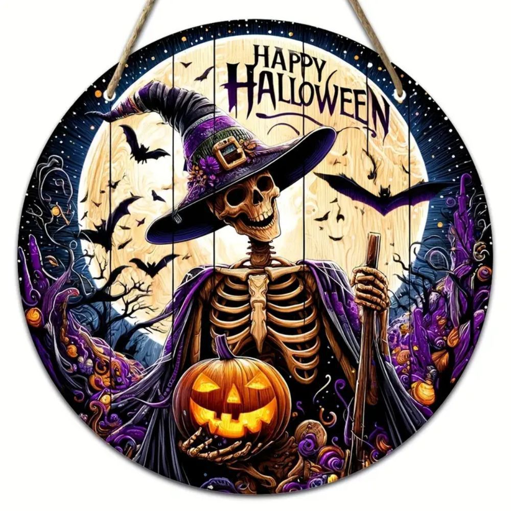 Halloween Wooden House Number Hanging Sign