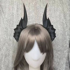 14/19Cm Rose Devil Horns Hair Clips Black/White Mori Girl Hair Clips Lolita Cosplay Dress up Hair Accessories