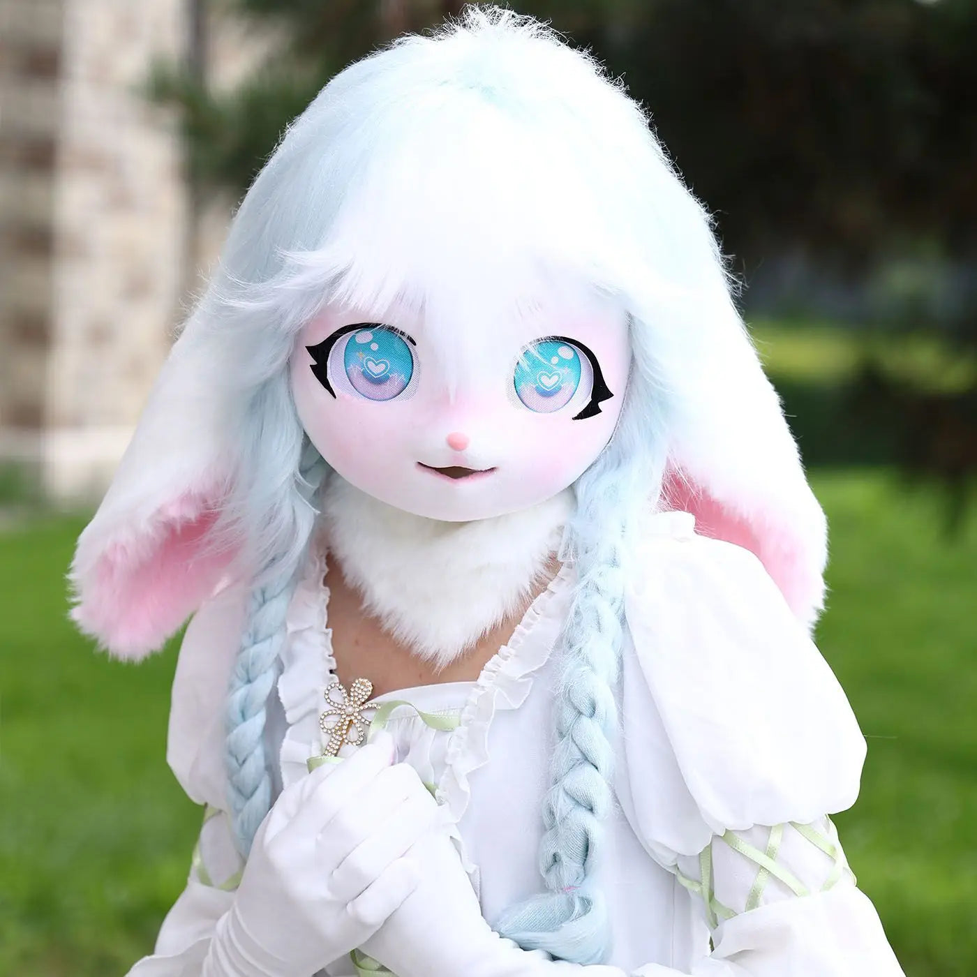 Cute Fursuit Kigurumi Headset Furry Cosplay Costume Rabbit Doll Costume Paws Animal Head Base Kig Mask Furry Costume Accessories