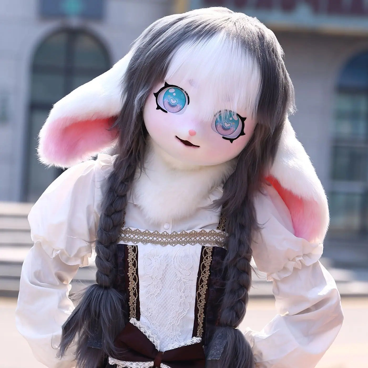 Cute Fursuit Kigurumi Headset Furry Cosplay Costume Rabbit Doll Costume Paws Animal Head Base Kig Mask Furry Costume Accessories