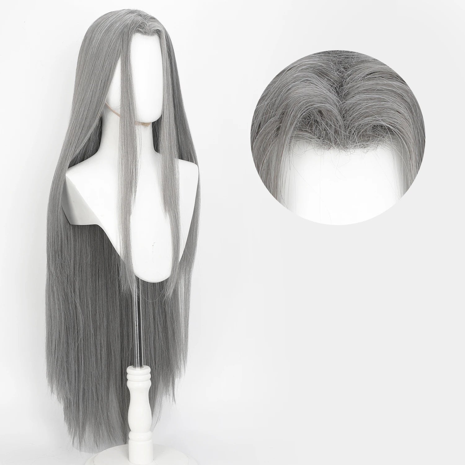 Cosplay Wig Final Fantasy Anime Wig Sephiroth Gray FF7 Anime Game Role-Play Wig Male Anime Synthetic Wig Widow'S Peak Bangs