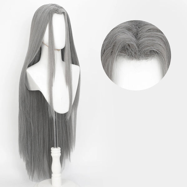 Cosplay Wig Final Fantasy Anime Wig Sephiroth Gray FF7 Anime Game Role-Play Wig Male Anime Synthetic Wig Widow'S Peak Bangs