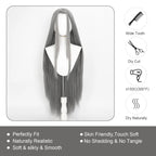 Cosplay Wig Final Fantasy Anime Wig Sephiroth Gray FF7 Anime Game Role-Play Wig Male Anime Synthetic Wig Widow'S Peak Bangs