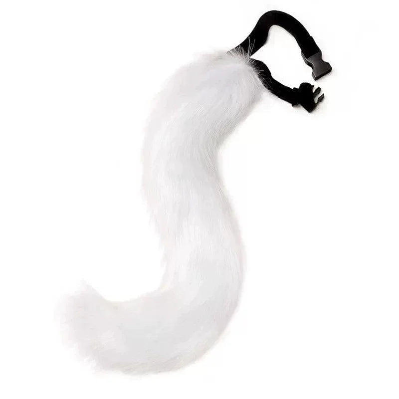 Fluffyanime Animal Fur Fox Tail Cat Paws Gloves and Ears Headwear Face Mask Cosplay Costume Set Halloween Party Accessorie