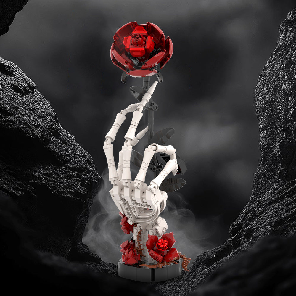 Skeleton Hand with Gothic Cross & Rose Building Block Set