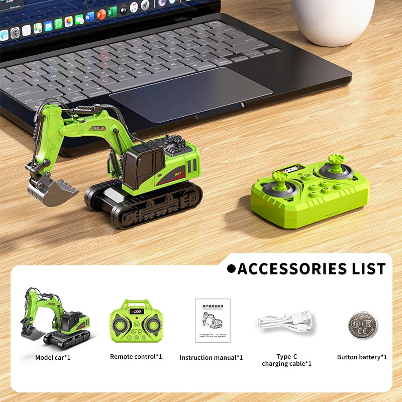 1:64 Bluetooth Remote Control Crane and Forklift Two-In-One Desktop Mini Alloy Toy Car with Trailer Christmas Gift in Color Box