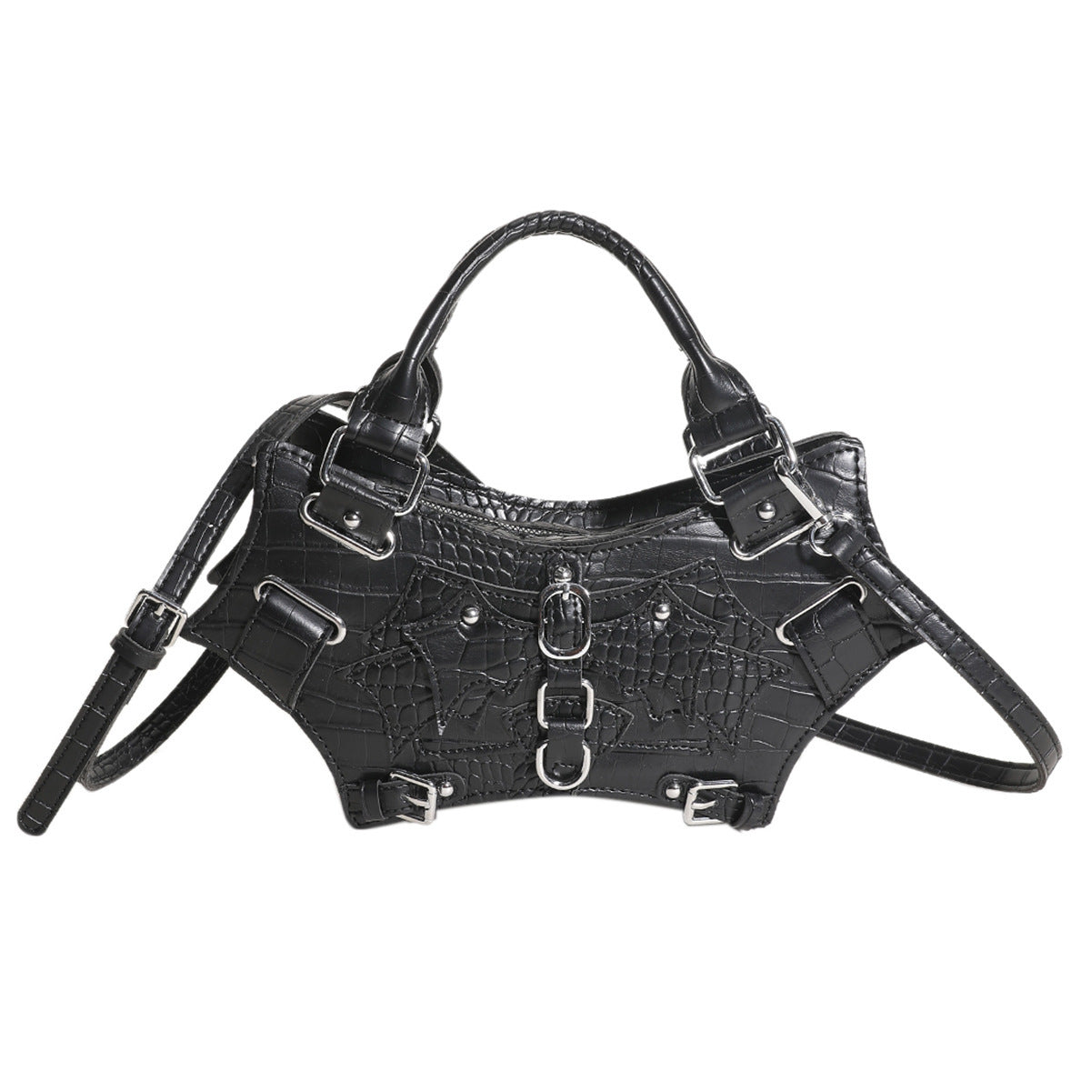 Gothic Bat Wing Shoulder Bag with Studded Details