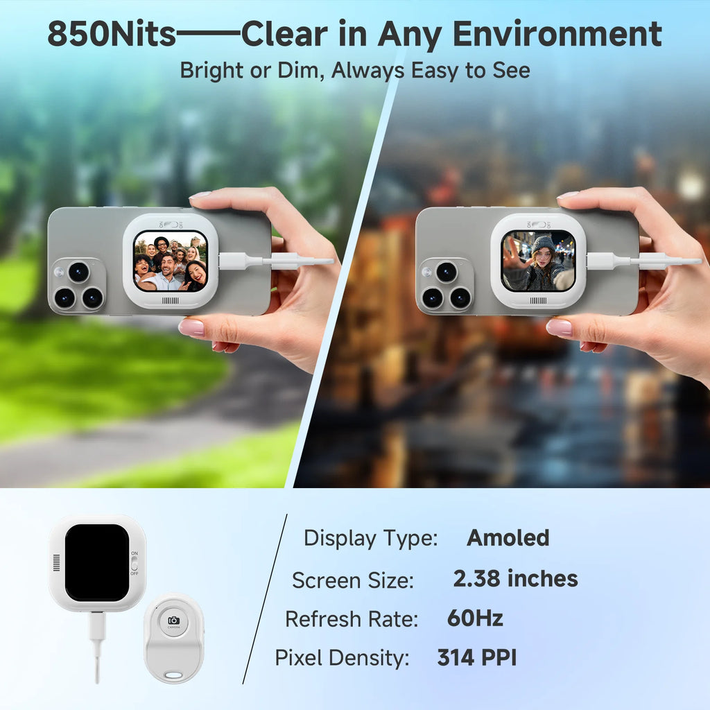 HONGTOP H1 Selfie Magnetic Phone Vlog Selfie Monitor Mobile Screen Organizer Outdoor Selfies Vlog Live Selfie Screen