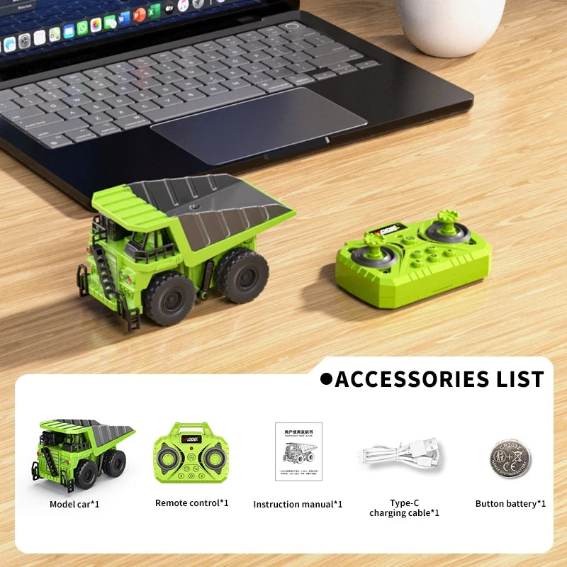 1:64 Bluetooth Remote Control Crane and Forklift Two-In-One Desktop Mini Alloy Toy Car with Trailer Christmas Gift in Color Box
