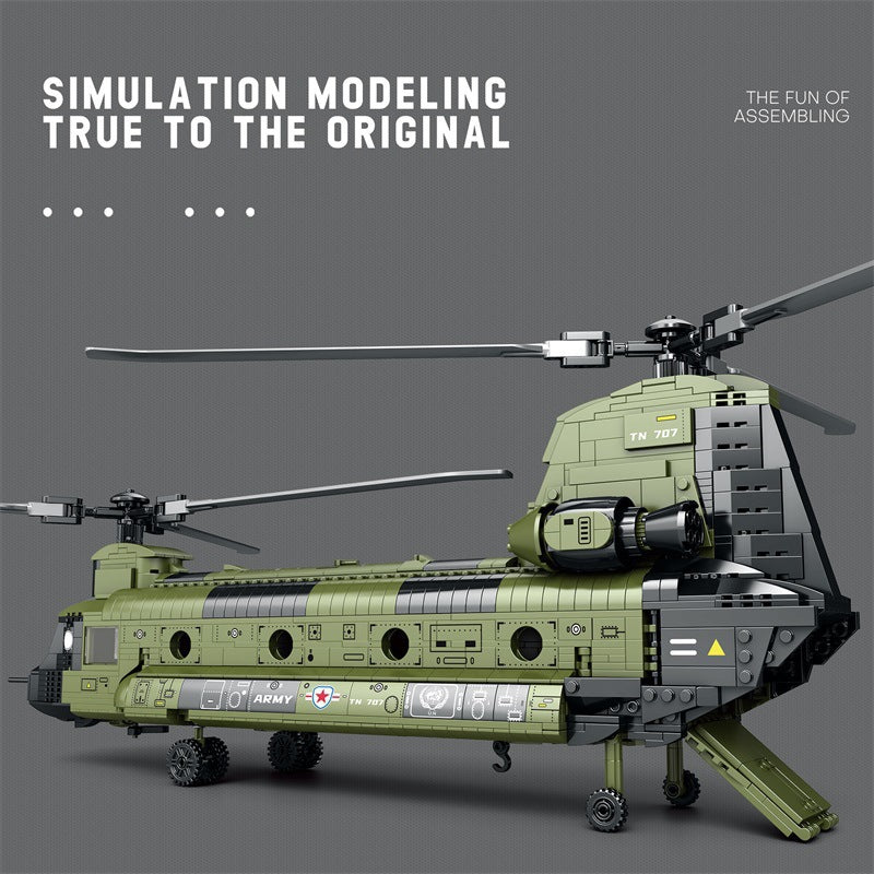 DIY Military Chinook Helicopter Building Blocks Toy