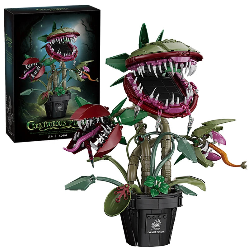 Creative Carnivorous Potted Plant Man-Eating Flower Building Blocks Home Decoration Collection MOC Bricks Toys for Children Gift