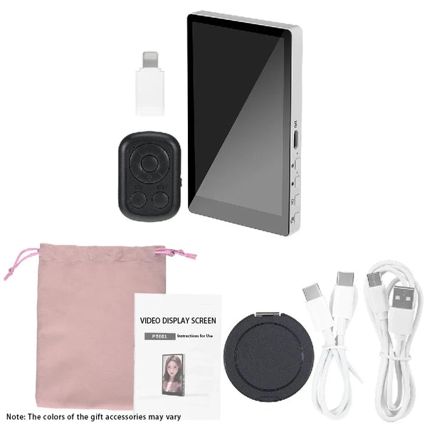 New Magnetic Selfie Monitor for Iphone Smart Vlog Selfie Screen Monitor with Remote Control 1500Mah Power Bank Pink/White/Black