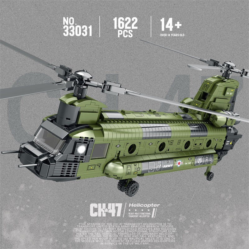 DIY Military Chinook Helicopter Building Blocks Toy