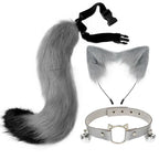 Fluffyanime Animal Fur Fox Tail Cat Paws Gloves and Ears Headwear Face Mask Cosplay Costume Set Halloween Party Accessorie