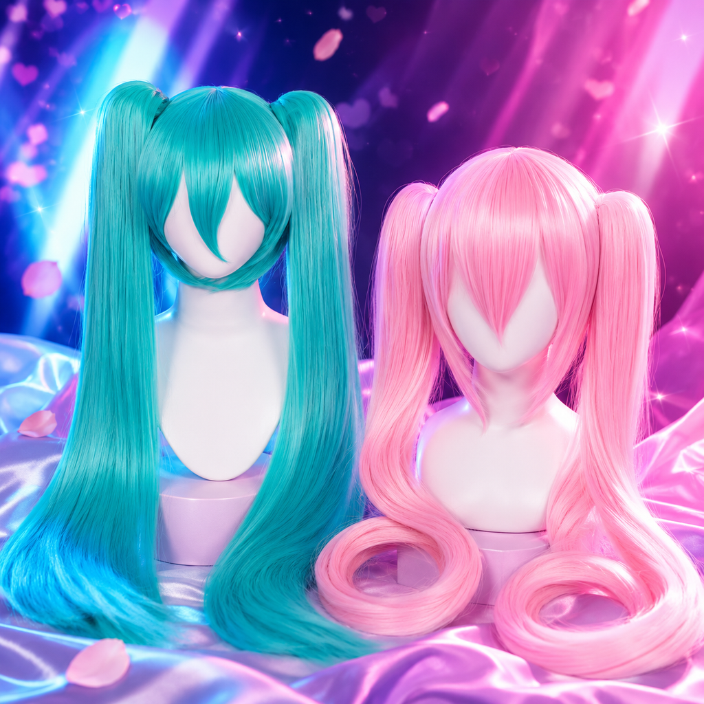 Aqua Inspired 110cm Long Pink Cosplay Wig with Twin Ponytails