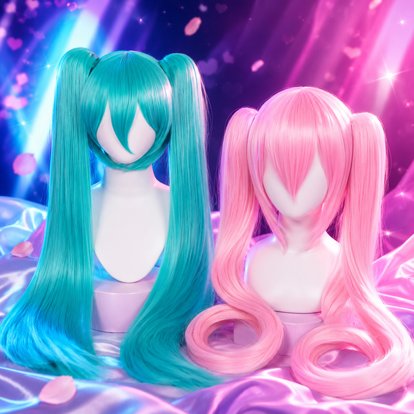 Aqua Inspired 110cm Long Pink Cosplay Wig with Twin Ponytails