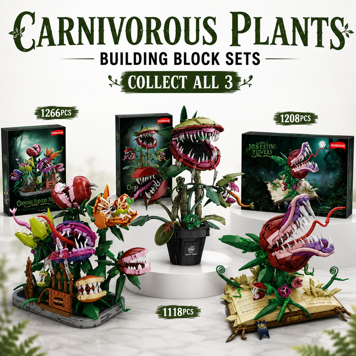 Carnivorous Man-Eating Plant Building Sets – 3 Designs