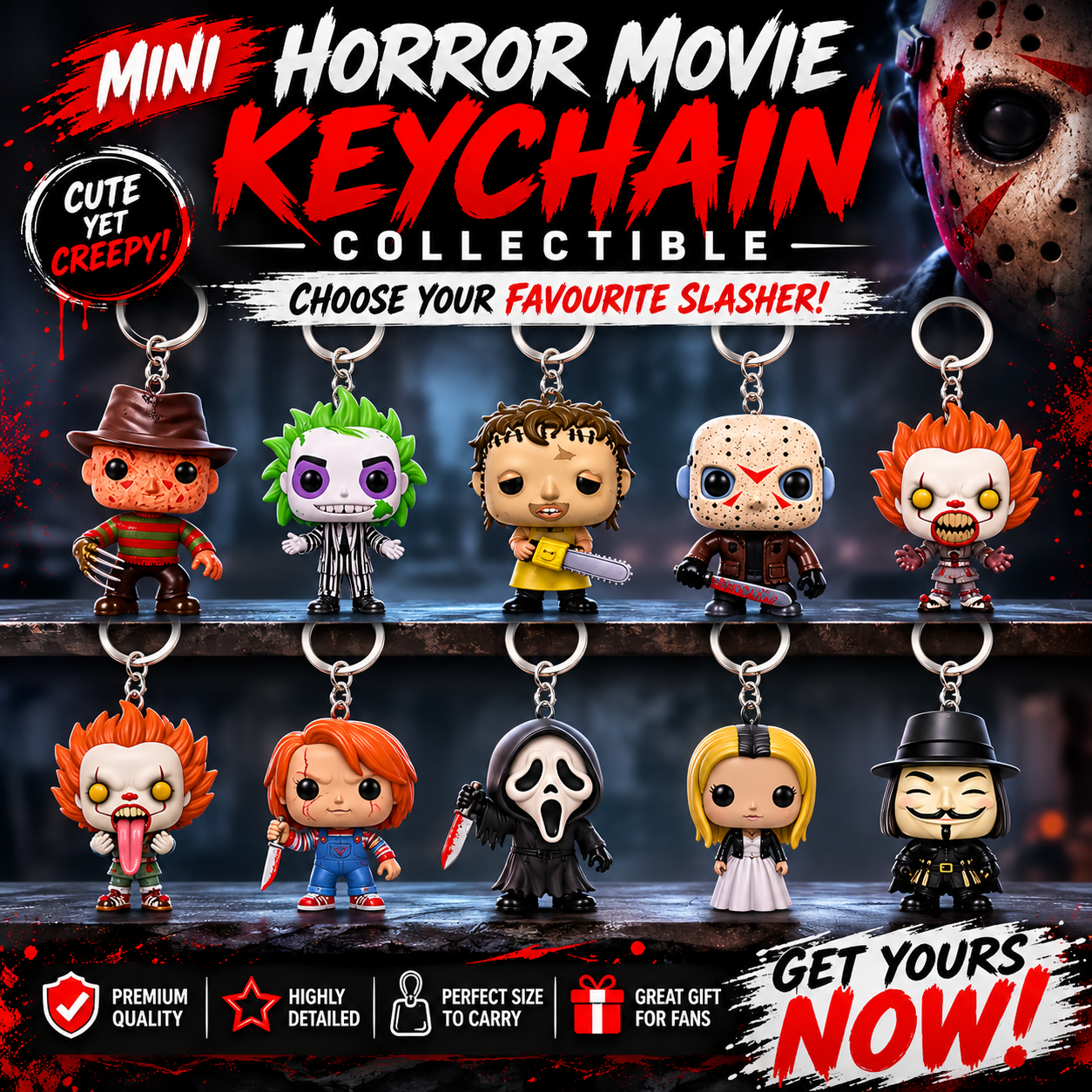 Mini Horror Movie Keychain Collectible – Choose Your Favourite Slasher!