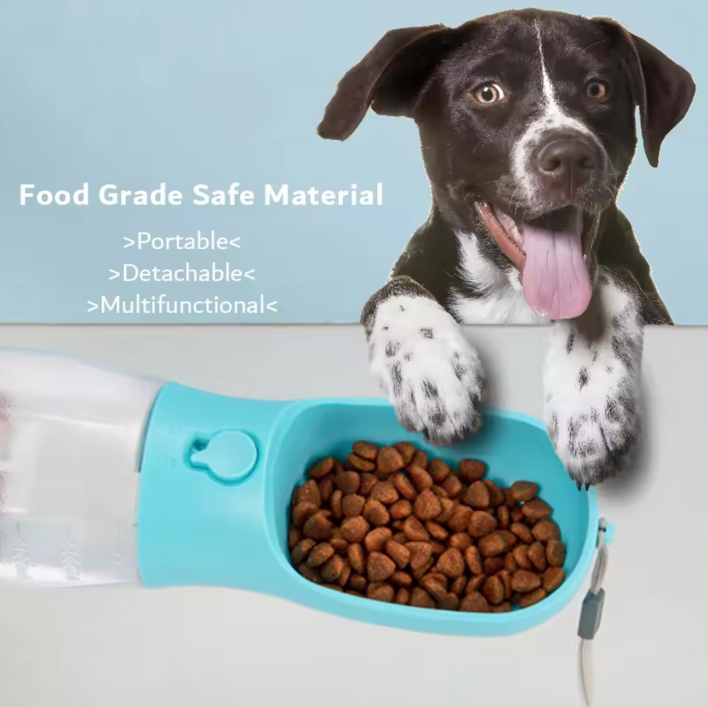 Portable Dog Water Bottle with Poop Bag Dispenser – 600ml