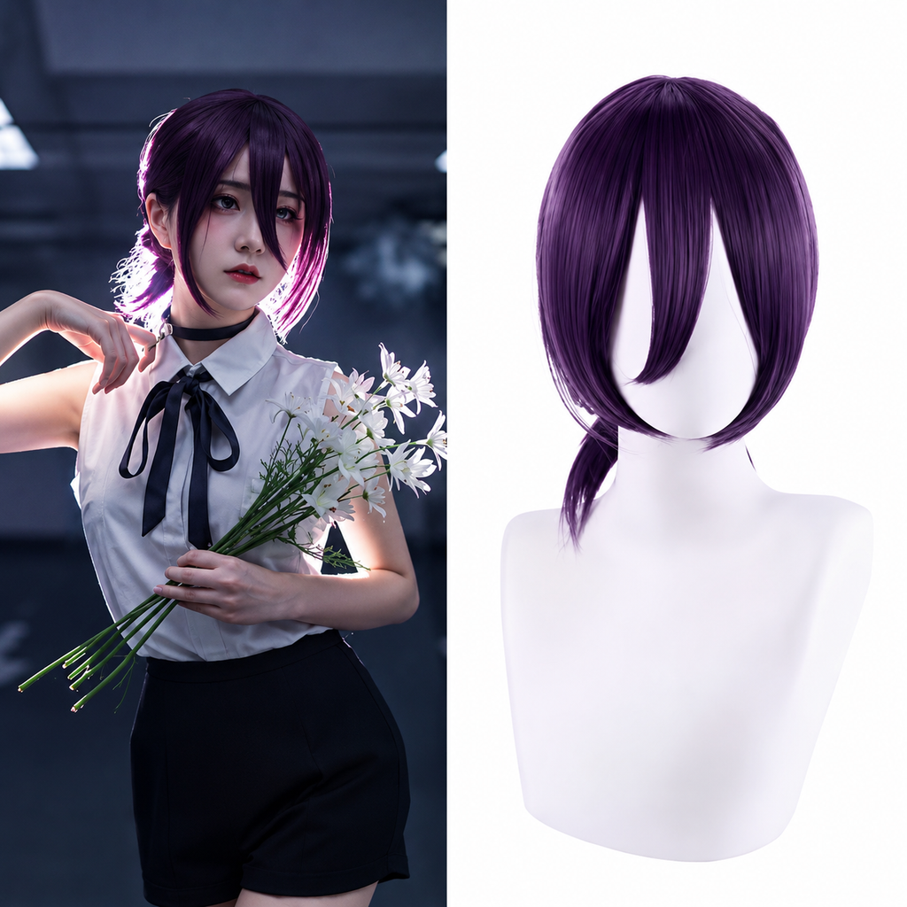 Reze Inspired Purple Cosplay Wig