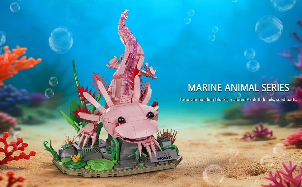 998PCS Axolotl Building Blocks – Underwater Display Model