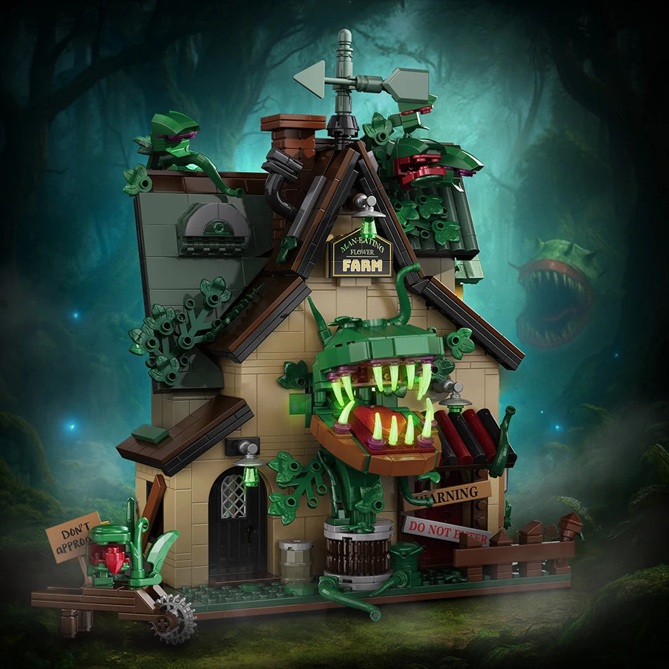 1,128PCS Audrey II Horror Plant Building Set
