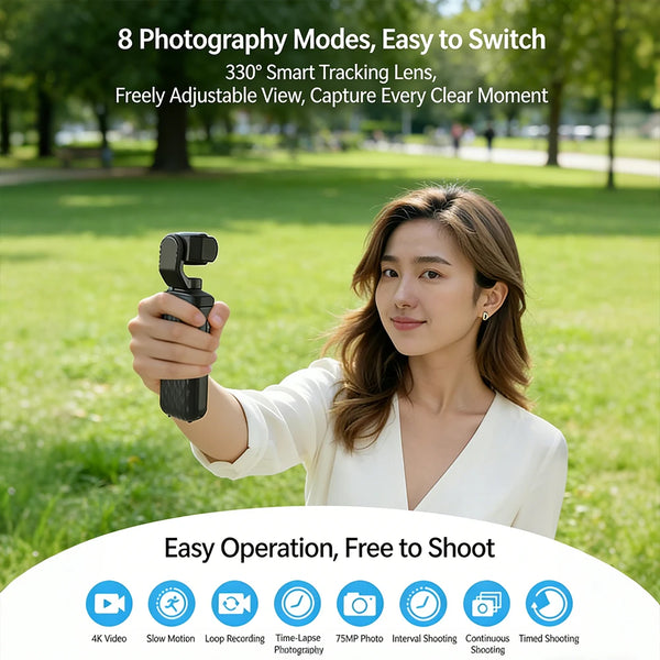 4K Pocket Tracking Camera – 330° Auto Tracking