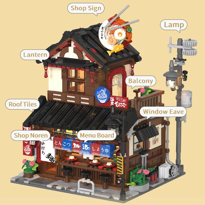 1,670PCS Japanese Ramen Shop Building Set