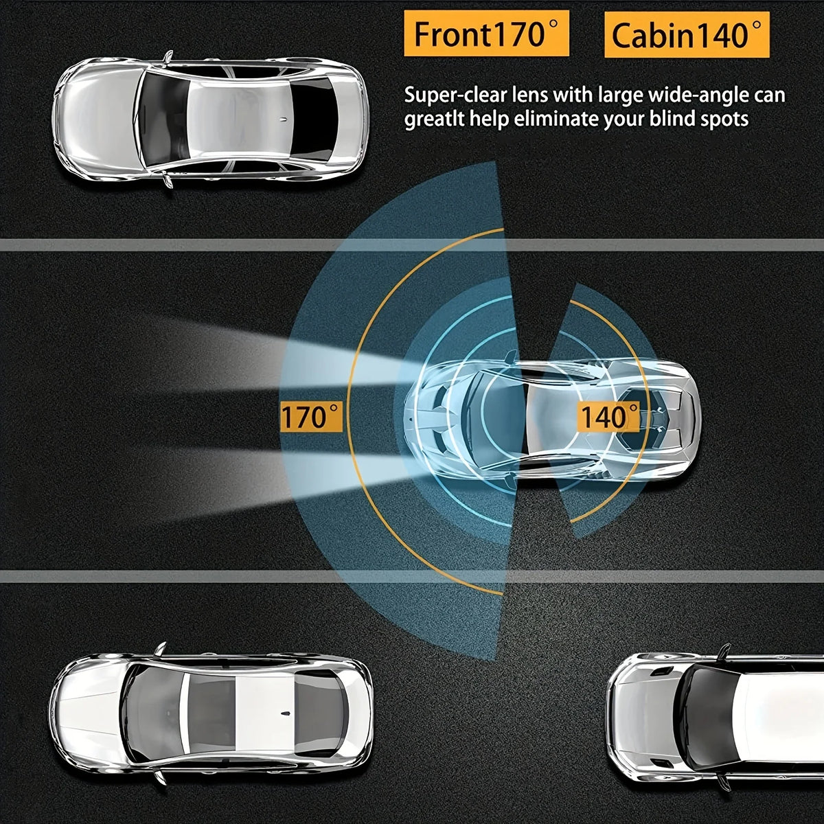 1080P WiFi Dual Dash Cam – Front + Interior