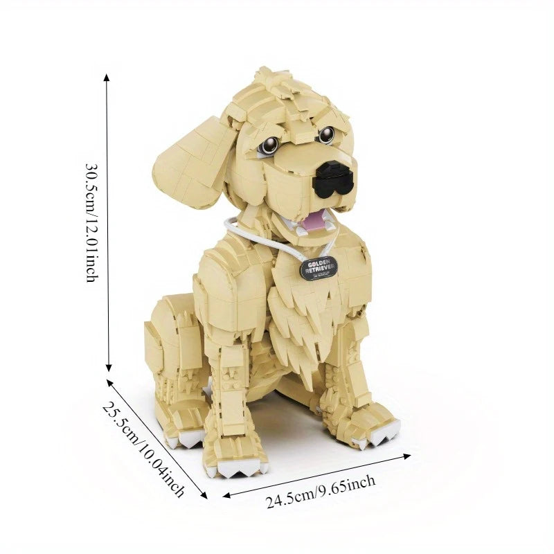 1754PCS Golden Retriever Building Blocks – Dog Display Model